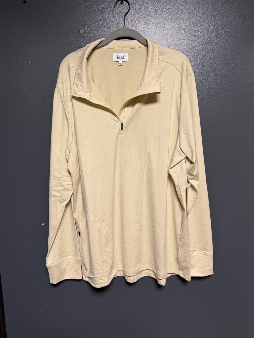 Feat BlanketBlend Quarter Zip Pullover Sweater Cream Beige XL NWT